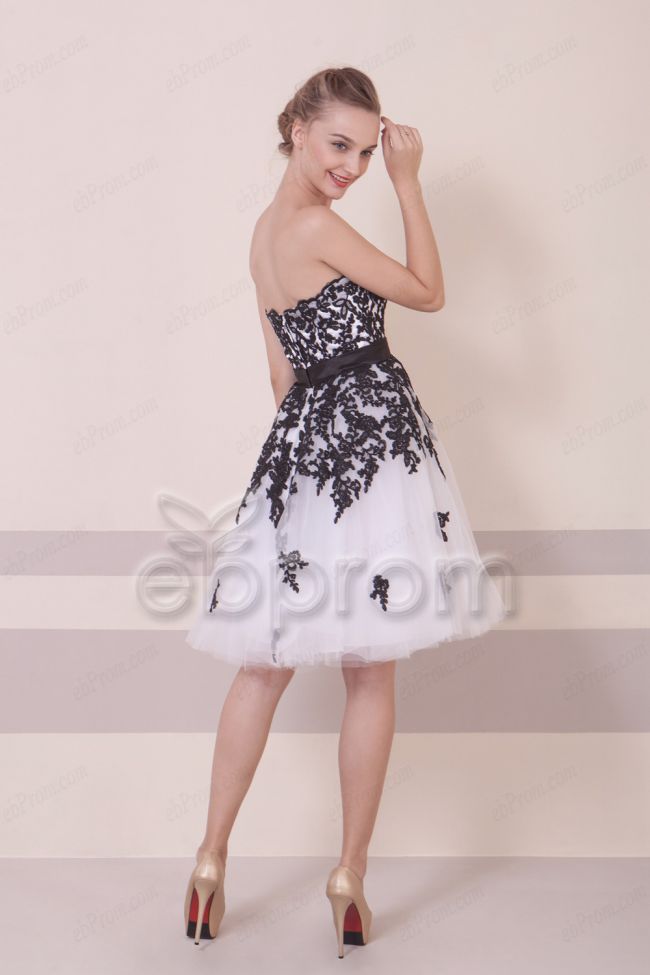 Black and shop white homecoming dress
