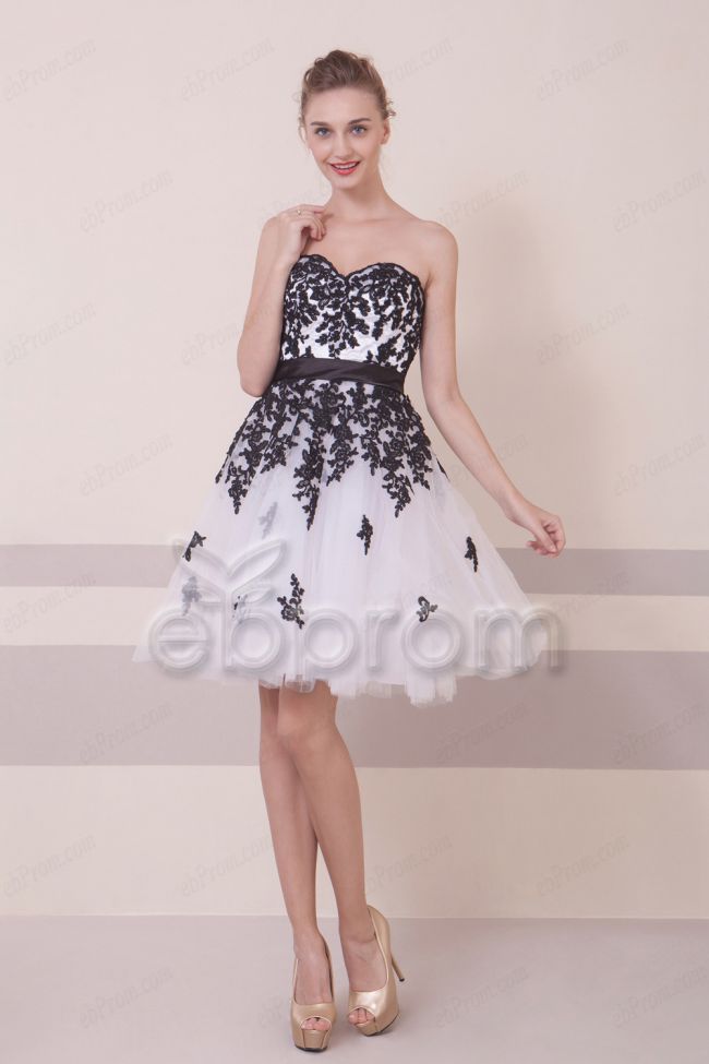 Black and white short prom dress 2025