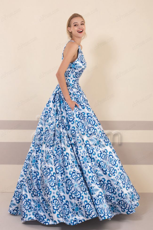 Floral prom shop dress with pockets