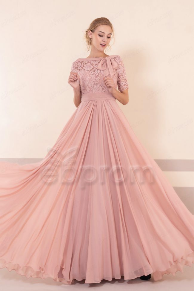 Dusty rose modest hot sale dress