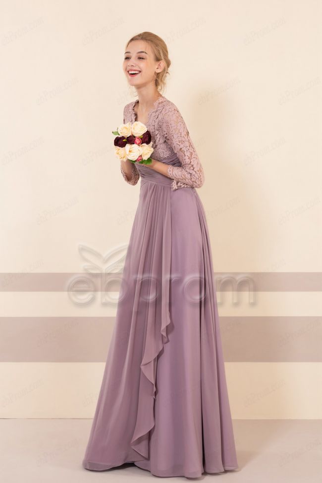 Modest mauve bridesmaid dresses sales