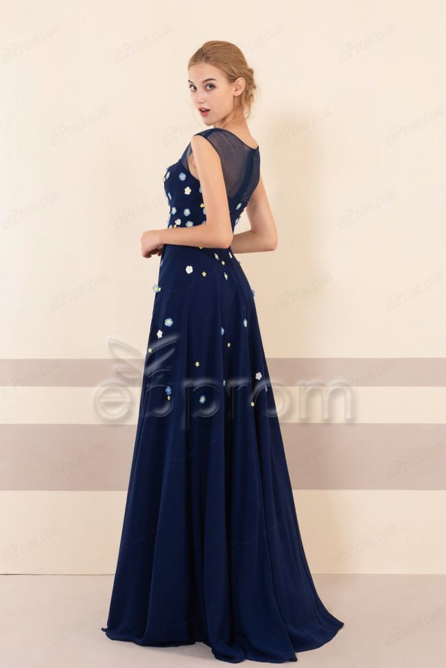 Modest navy blue bridesmaid dresses best sale