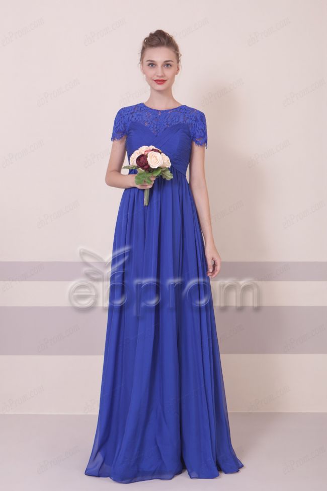 Modest Royal Blue Maternity Bridesmaid Dresses Empire Waist