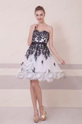Black and White Short Prom Dresses Homecoming Dresses
