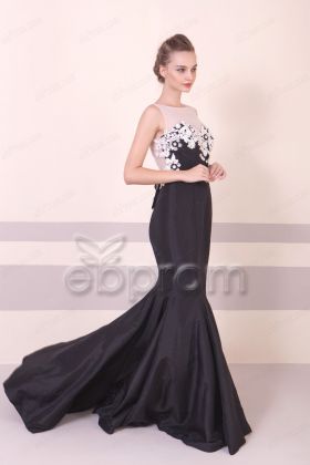 Black Mermaid Backless Long Prom Dresses