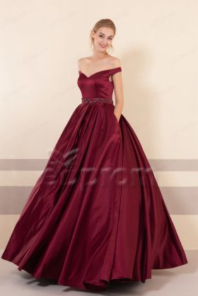 Burgundy Vintage Princess Prom Dresses with pockets