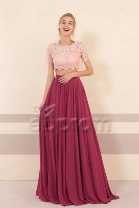 Chianti Rose Bridesmaid Dresses Short Sleeves