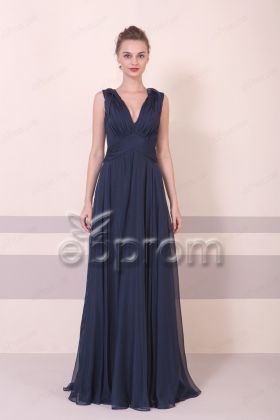 Dark Navy Blue Elegant Formal Dresses Long