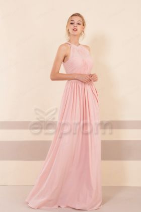 Halter Blush Bridesmaid Dresses