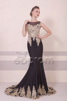 Mermaid Black Golden Prom Dresses Long