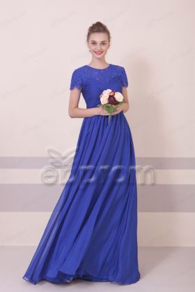 Modest Royal Blue Maternity Bridesmaid Dresses Empire Waist