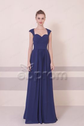 Navy Blue Long Bridesmaid Dresses Open Back