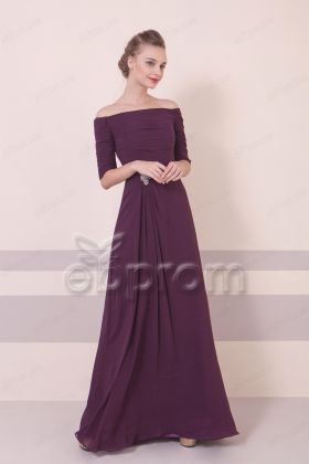 Plum Off the Shoulder Elegant Formal Dresses Long