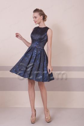 Starry Night Print Ccocktail Dresses Backless