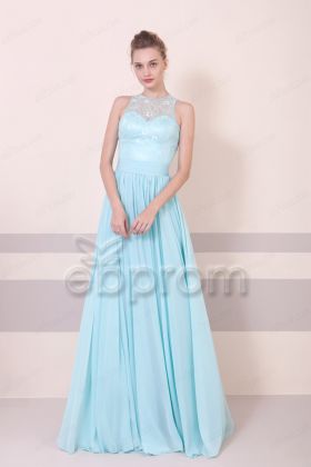 Tiffany Blue Lace Bridesmaid Dress Maid of Honor Dress Long